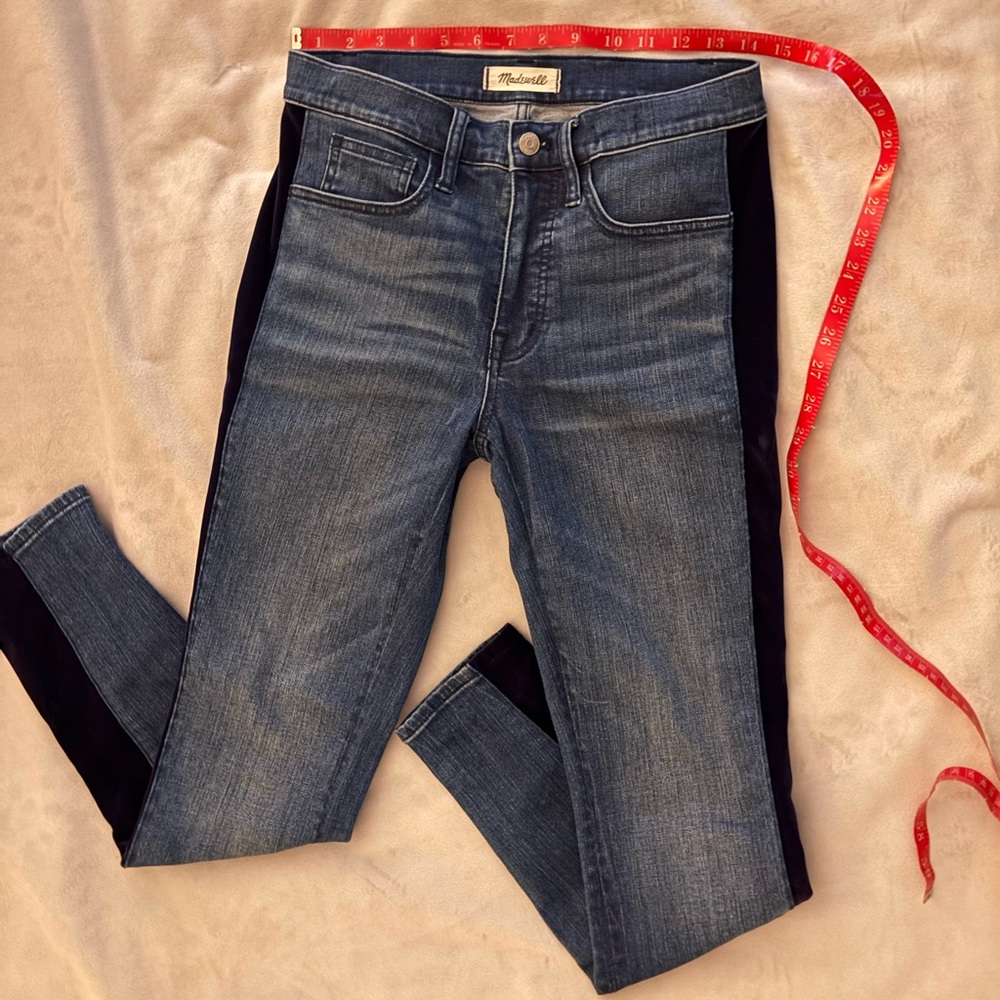 Madewell 9” Skinny Jeans Velvet Tuxedo Stripe Edition Beattie Wash Size 27